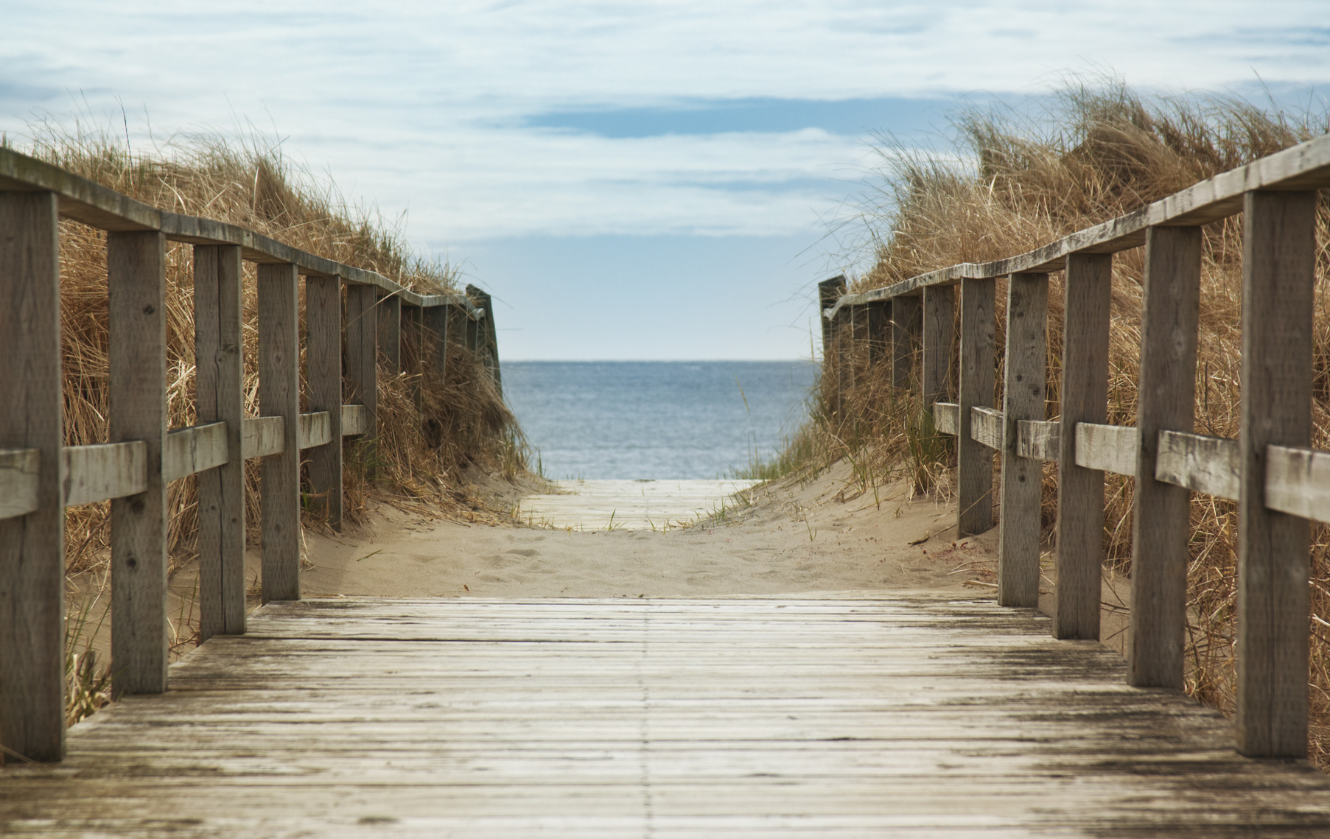 Boardwalk leading to a beach